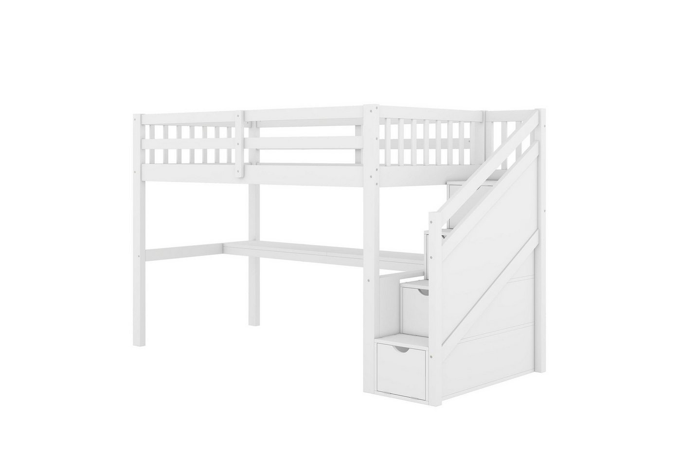 Odikalo Kinderbett Hochbett Stauraum Treppen Schubladen Unter Schreibtisch Weiß 90x200cm von Odikalo