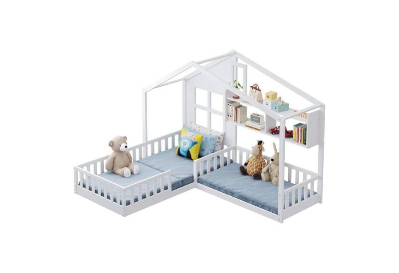 Odikalo Kinderbett Jugendbett Fenster Schornstein Hauses Regalen Sicherheitsgitter 90x200 von Odikalo