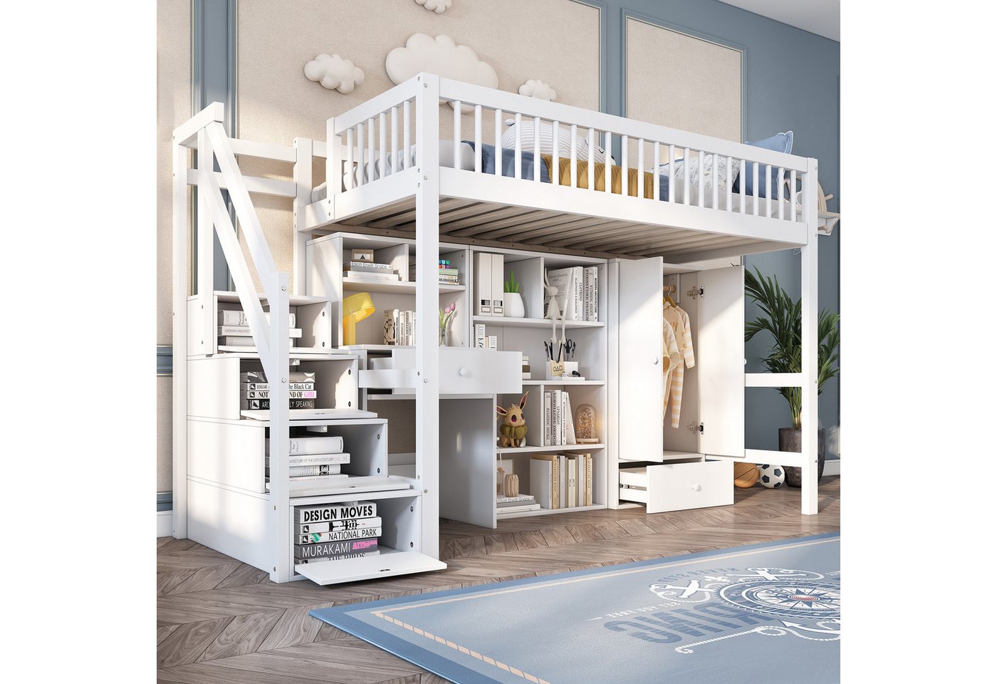 Odikalo Kinderbett Jugendbett Schreibtisch Treppe Schließfächern Kleiderschrank 90*200 Odikalo Kinderbett Jugendbett Schreibtisch Treppe Schließfächern Kleiderschrank 90*200 von Odikalo