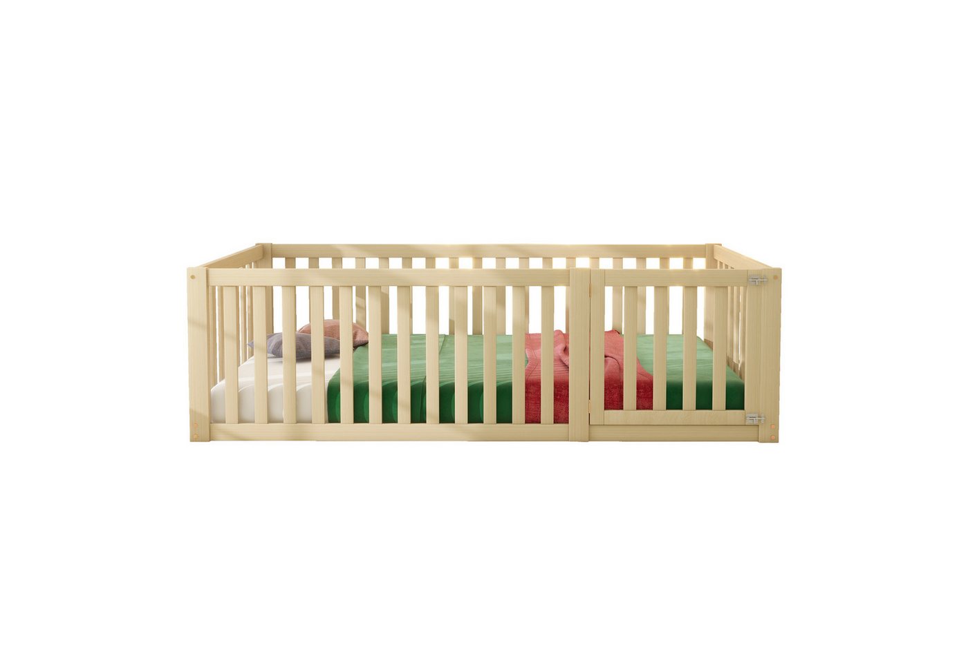 Odikalo Kinderbett Massivholzbett Holzboden Bettrahmen mit Zaun und Tür 90/140x200cm Odikalo Kinderbett Massivholzbett Holzboden Bettrahmen mit Zaun und Tür 90/140x200cm von Odikalo