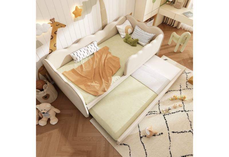 Odikalo Kinderbett schlafsofa mit bettfunktion,Schlafsofa mit Ausziehbett 90x190cm (Polsterbett Daybett mit Lattenrost, Leinen (ohne Matratze) von Odikalo