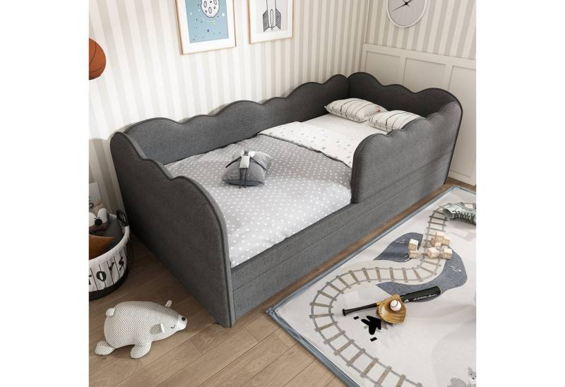 Odikalo Kinderbett schlafsofa mit bettfunktion,Schlafsofa mit Ausziehbett 90x190cm (Polsterbett Daybett mit Lattenrost, Leinen (ohne Matratze) von Odikalo