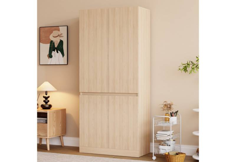 Odikalo Kleiderschrank Drehtürenschrank Hochschrank mit Kleiderstange (70 × 40 × 170 cm, Doppeltür-Design mit großen Staufächern, Weiß) von Odikalo