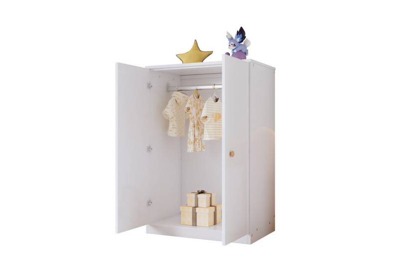 Odikalo Kleiderschrank Kinderkleiderschrank Stange 2-türiger Schlafzimmer Wohnzimmer MDF von Odikalo
