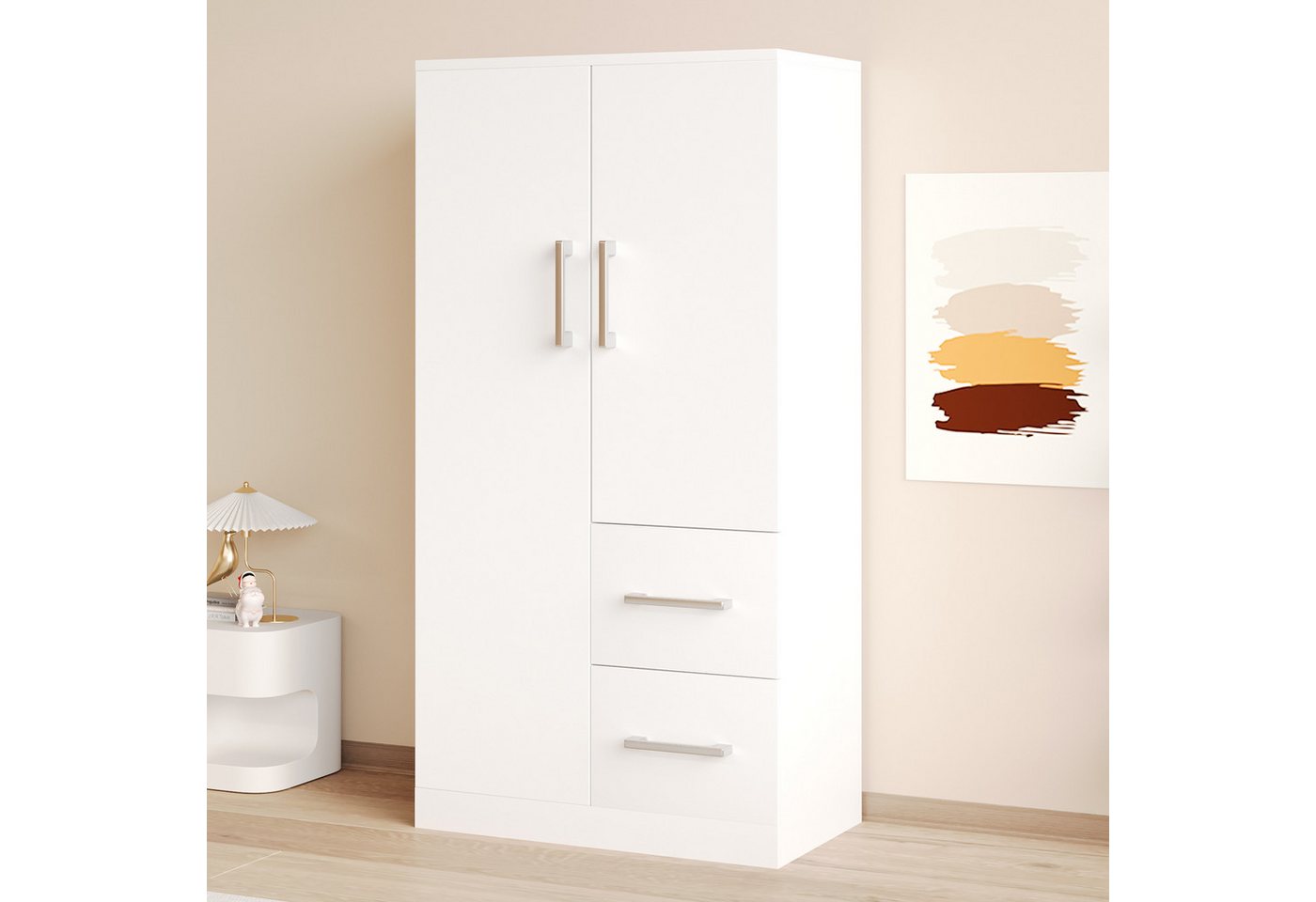 Odikalo Kleiderschrank Kinderkleiderschrank mit Schubladen (Kleiderschrank 70 x 40 x 135 cm, Doppeltür-Design mit Schubladen und Staufächern, Kinderkleiderschrank, Einzelkleiderschrank, Holzfarbe / Weiß) Odikalo Kleiderschrank Kinderkleiderschrank mit Schubladen (Kleiderschrank 70 x 40 x 135 cm, Doppeltür-Design mit Schubladen und Staufächern, Kinderkleiderschrank, Einzelkleiderschrank, Holzfarbe / Weiß) von Odikalo
