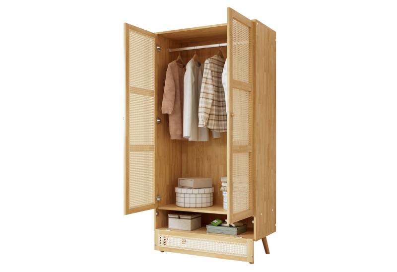 Odikalo Kleiderschrank Schlafzimmerschrank Stange 2-türiger unterem Flip-Top-Deckel Natur Odikalo Kleiderschrank Schlafzimmerschrank Stange 2-türiger unterem Flip-Top-Deckel Natur von Odikalo
