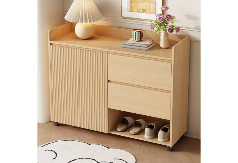 Odikalo Kommode Sideboard Schuhschrank Universalrad mit Bremse (Schuhschrank, Sideboard, beweglicher Schuhschrank, Universalrad mit Bremse. Oberer Bogen, verstellbare Regale, Dämpfungsscharnier) von Odikalo