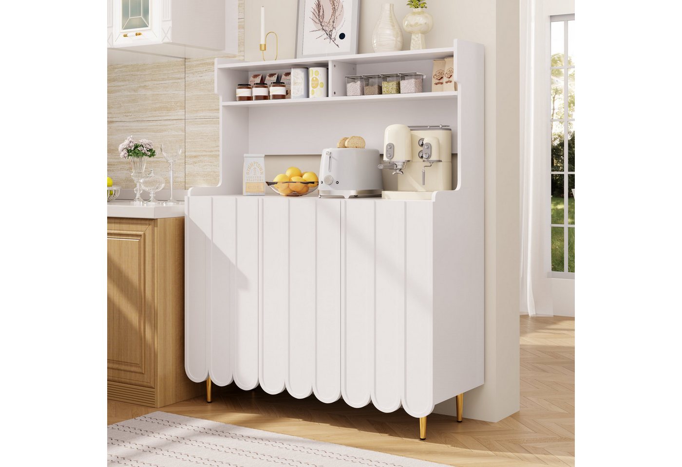 Odikalo Küchenbuffet Anrichte Buffetschrank Sideboard Küchenschrank Kommode 120x40x151 Weiß von Odikalo