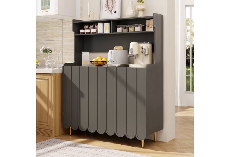 Odikalo Küchenbuffet Anrichte Buffetschrank Sideboard Küchenschrank Kommode Weiß/Grau von Odikalo