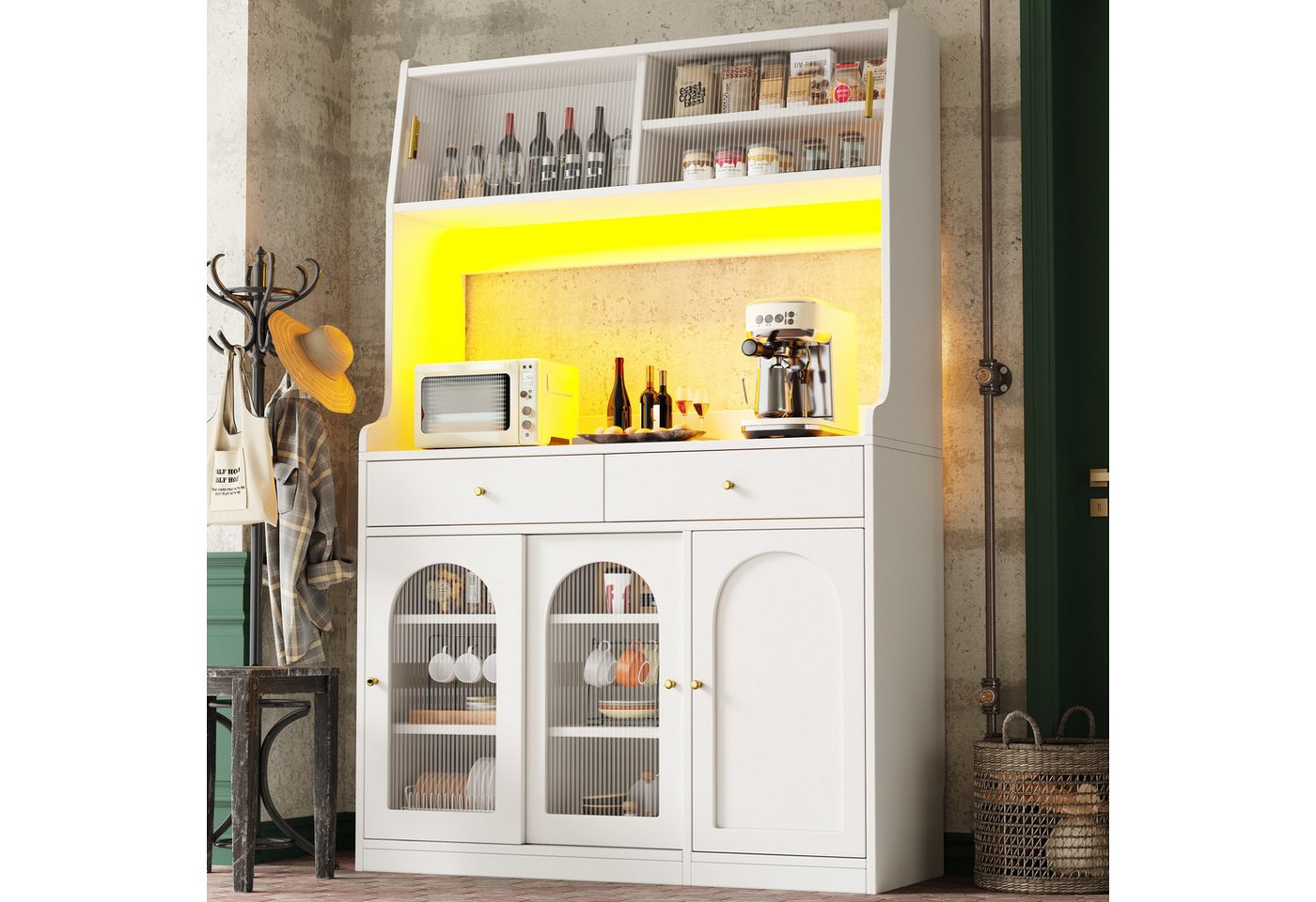 Odikalo Küchenbuffet Küchenschrank Anrichte Hochschrank Buffetschrank Vitrine Weiß/Schwarz Odikalo Küchenbuffet Küchenschrank Anrichte Hochschrank Buffetschrank Vitrine Weiß/Schwarz von Odikalo