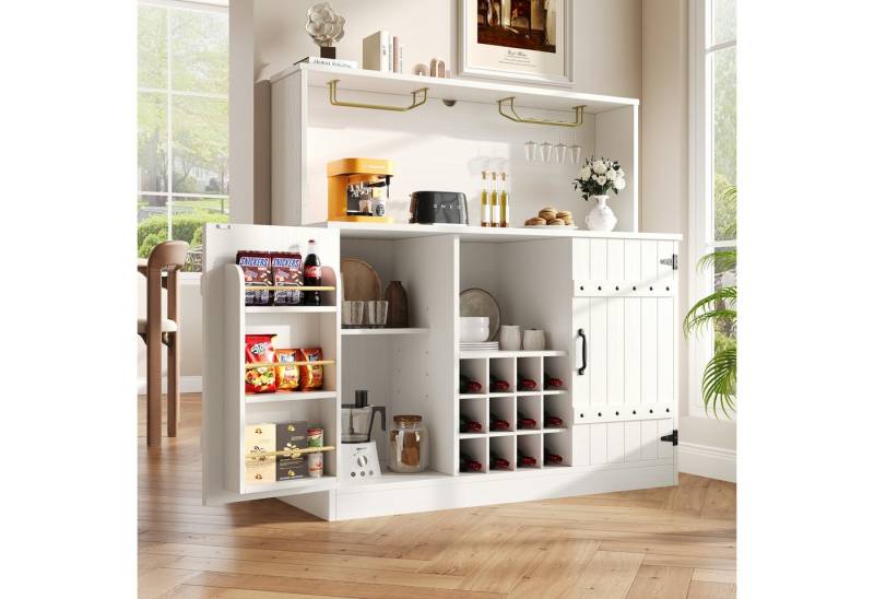 Odikalo Küchenbuffet Küchenschrank Anrichte Hochschrank Sideboard Weinregal 120x40x120 Weiß von Odikalo