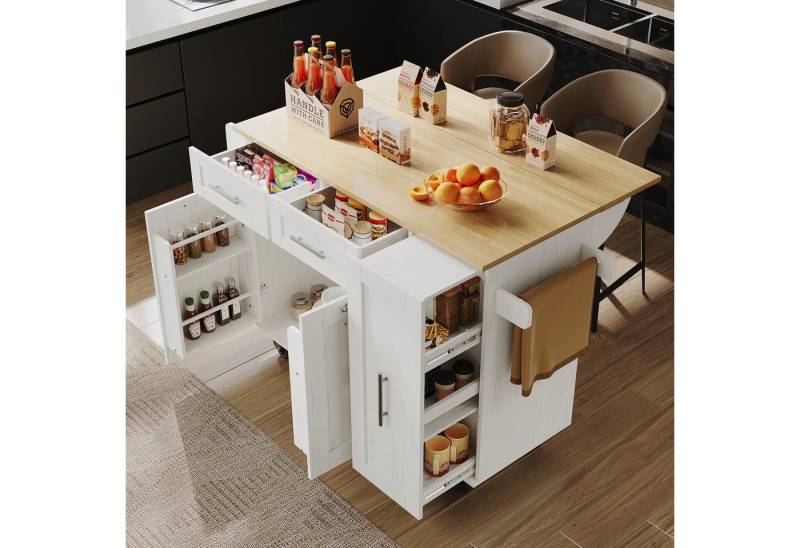 Odikalo Kücheninsel Küchenschrank Servierwagen Speisewagen Küchenwagen Schwarz Weiß von Odikalo