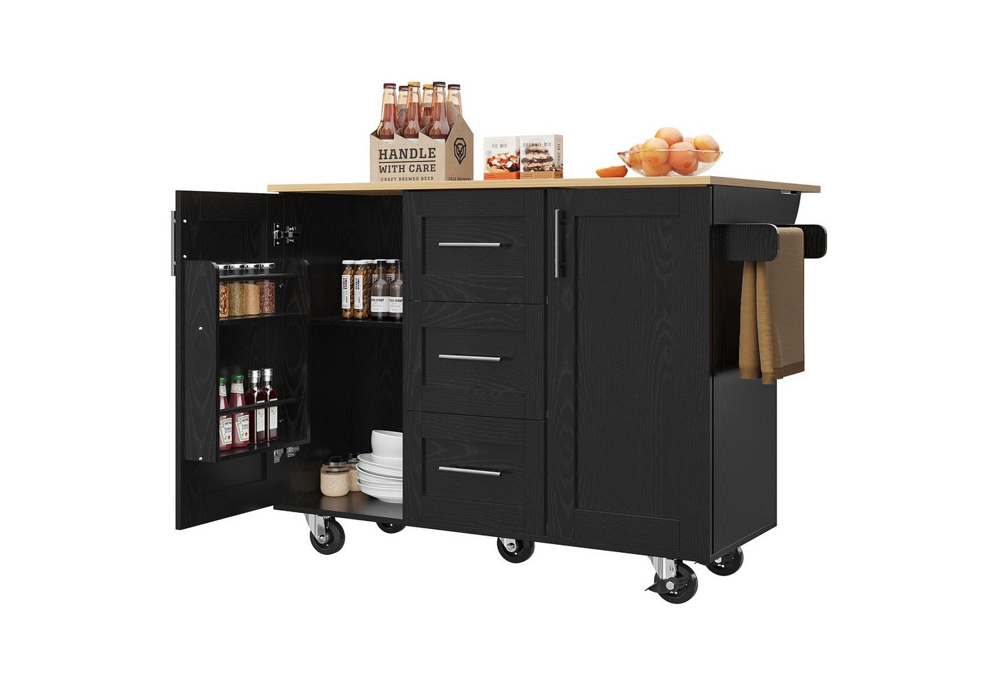 Odikalo Kücheninsel Küchenschrank Servierwagen Speisewagen Küchenwagen Schwarz Weiß Odikalo Kücheninsel Küchenschrank Servierwagen Speisewagen Küchenwagen Schwarz Weiß von Odikalo