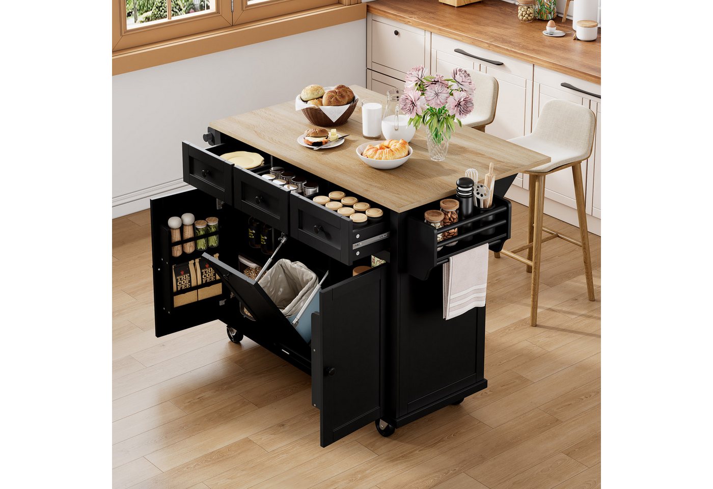 Odikalo Kücheninsel Servierwagen Buffetschrank Speisewagen Ausziehbar Schublade Mehrfarbig Odikalo Kücheninsel Servierwagen Buffetschrank Speisewagen Ausziehbar Schublade Mehrfarbig von Odikalo