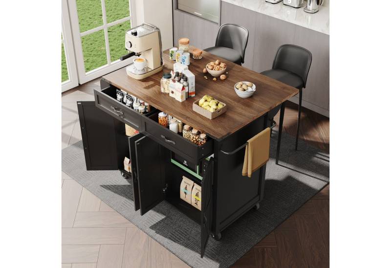 Odikalo Kücheninsel Servierwagen Küchenwagen Buffetschrank Essschrank Speisewagen Schwarz von Odikalo