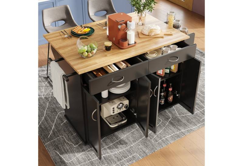 Odikalo Kücheninsel Servierwagen Speisewagen Küchentrolley Stauraum Holzmaserung Schwarz Odikalo Kücheninsel Servierwagen Speisewagen Küchentrolley Stauraum Holzmaserung Schwarz von Odikalo