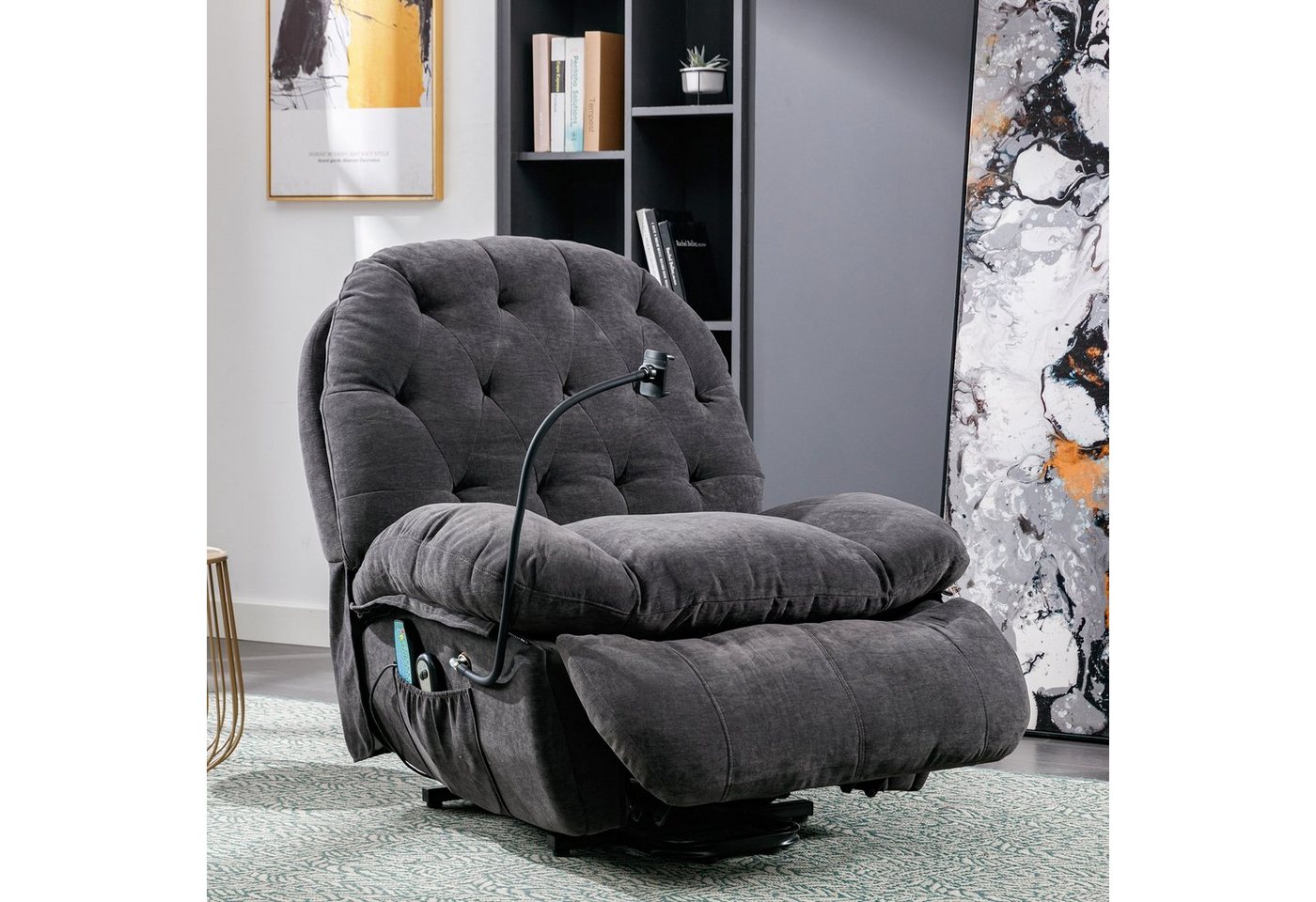 Odikalo Massagesessel Liegestuhl Massagestuhl gepolstert Sessel Loungesitz Blau/Weiss/Grau von Odikalo