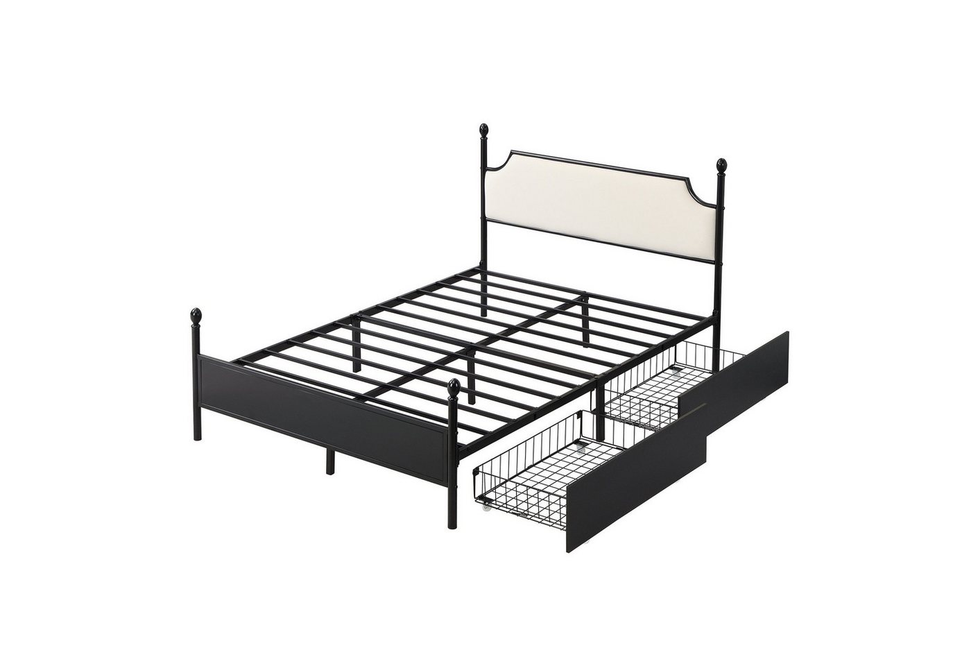 Odikalo Metallbett Bettgestell Lattenrost Kopfteil mit/ohne Schubladen 140/90x200 Schwarz Odikalo Metallbett Bettgestell Lattenrost Kopfteil mit/ohne Schubladen 140/90x200 Schwarz von Odikalo