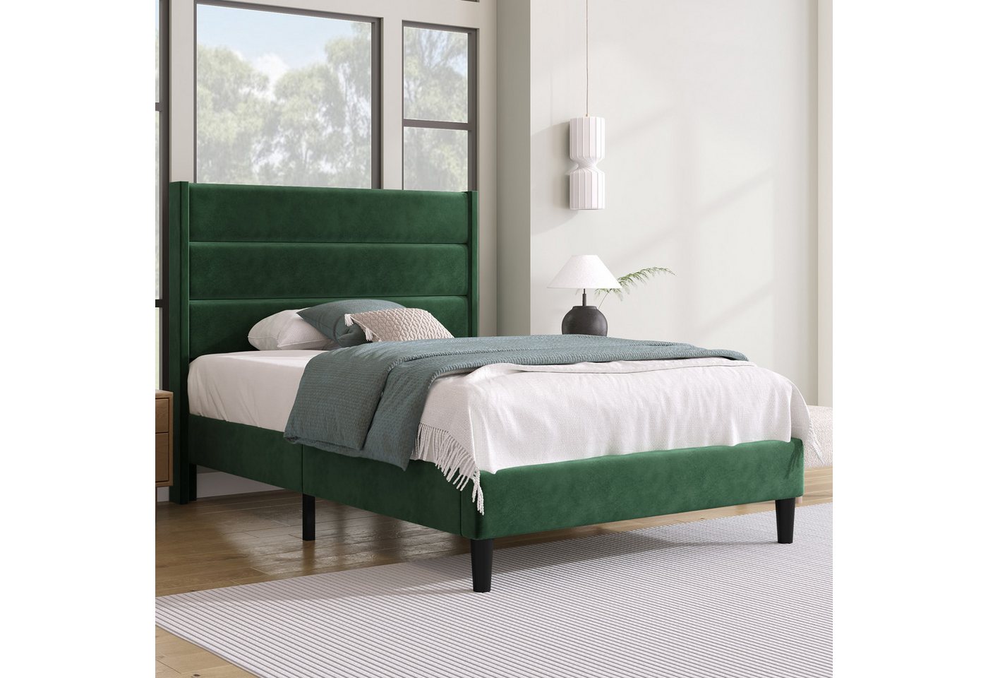 Odikalo Polsterbett Bettgestell Jugendbett mit Matratze 90x200 (Polsterbett 90 x 200 cm, Bettgestell mit Lattenrost & Kopfteil, gepolstertes Doppelbett, Textilbezug Leinen in Grau, Zeitloses modernes Design, Jugendbett(Mit Matratze) Odikalo Polsterbett Bettgestell Jugendbett mit Matratze 90x200 (Polsterbett 90 x 200 cm, Bettgestell mit Lattenrost & Kopfteil, gepolstertes Doppelbett, Textilbezug Leinen in Grau, Zeitloses modernes Design, Jugendbett(Mit Matratze) von Odikalo
