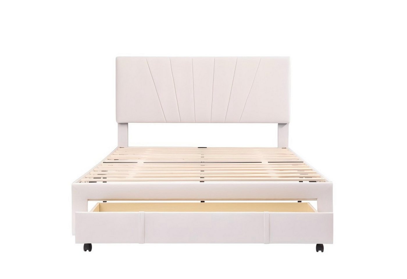 Odikalo Polsterbett Doppelbett 140x200cm Lattenrost Rückenlehne Schublade Samt Beige/Weiß Odikalo Polsterbett Doppelbett 140x200cm Lattenrost Rückenlehne Schublade Samt Beige/Weiß von Odikalo