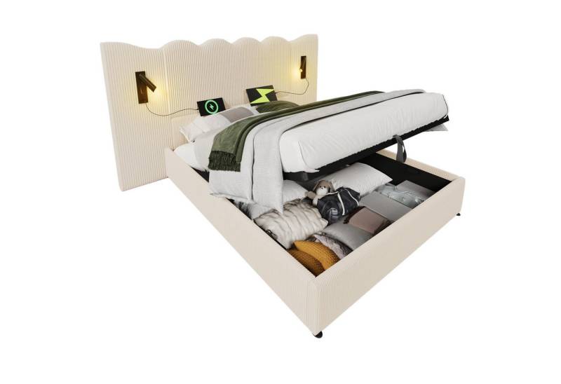 Odikalo Polsterbett Jugendbett Doppelbett Nachttisch Bettanlage Stauraumbett 160/180x200cm von Odikalo