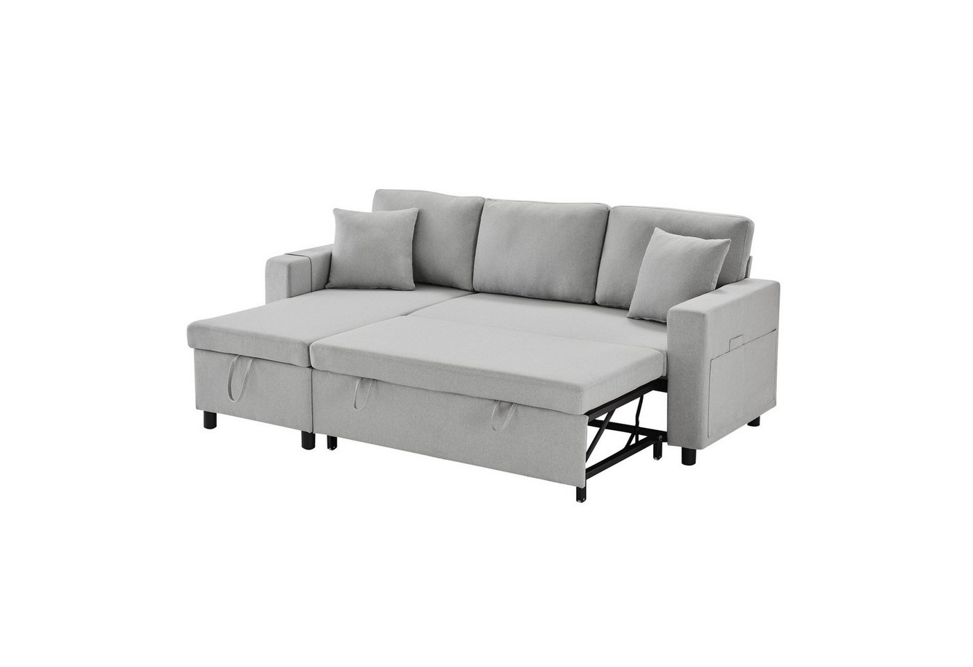 Odikalo Schlafsofa L-form Lounge Sofa Sessel Ausziehbar Stauraum Becherhalter Mehrfarbig von Odikalo