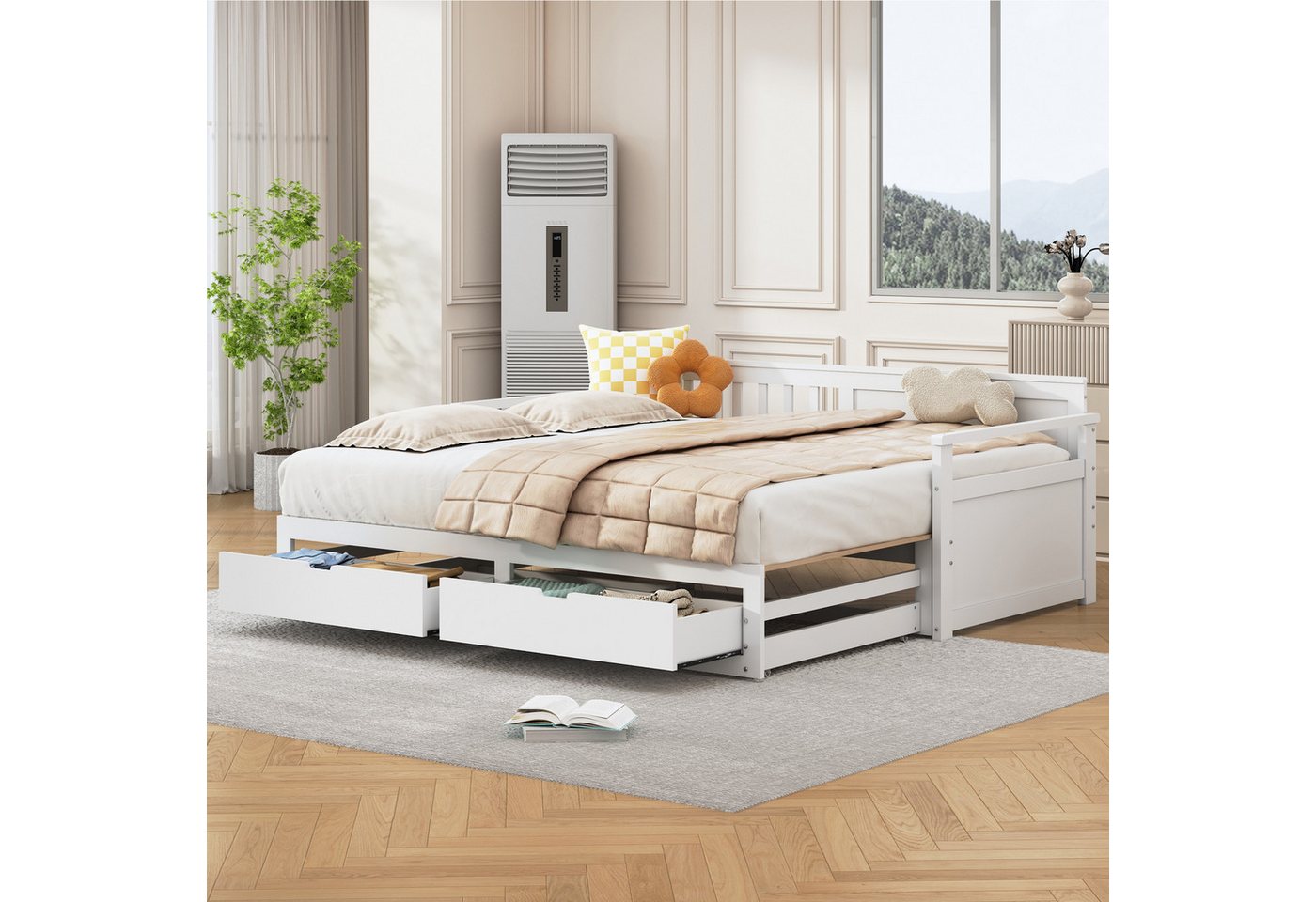 Odikalo Schlafsofa Multifunktionales Zwei-in-Eins-Tagesbett mit Schubladen , Ausziehbett Odikalo Schlafsofa Multifunktionales Zwei-in-Eins-Tagesbett mit Schubladen , Ausziehbett von Odikalo