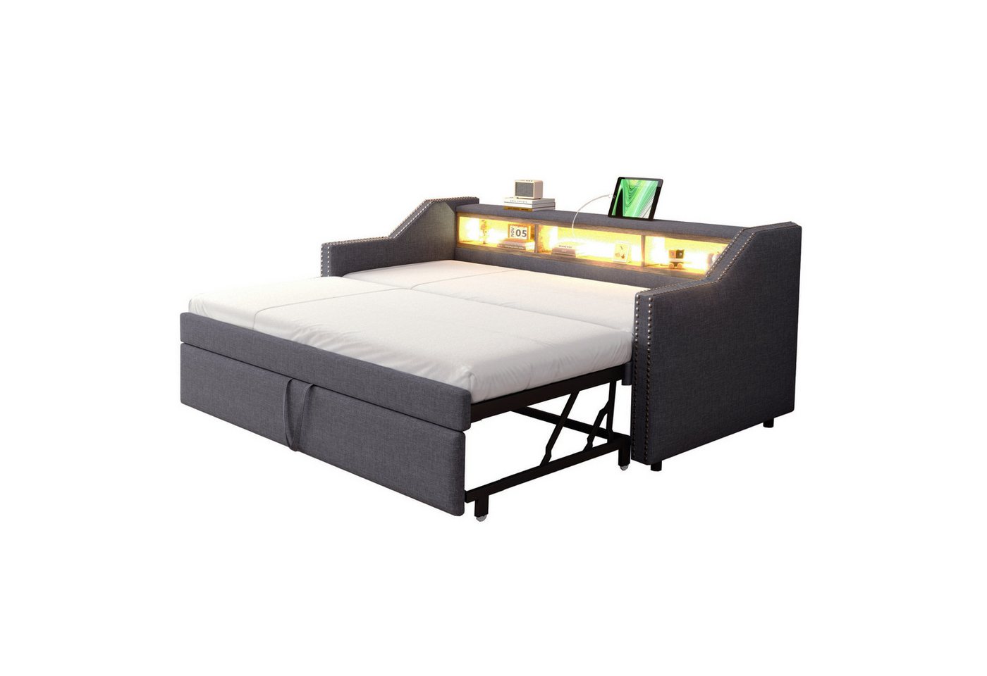 Odikalo Schlafsofa Polsterbett Ausziehbares Multifunktionales Staufach Lattenrost von Odikalo