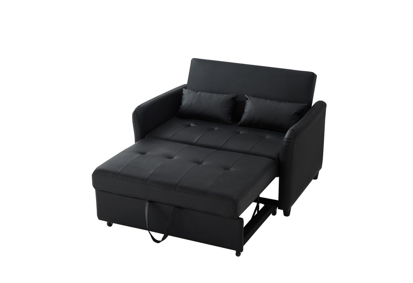 Odikalo Schlafsofa Sofabett 2-Sitzer Ausziehbar verstellbar Rückenlehne PU-Leder Schwarz von Odikalo