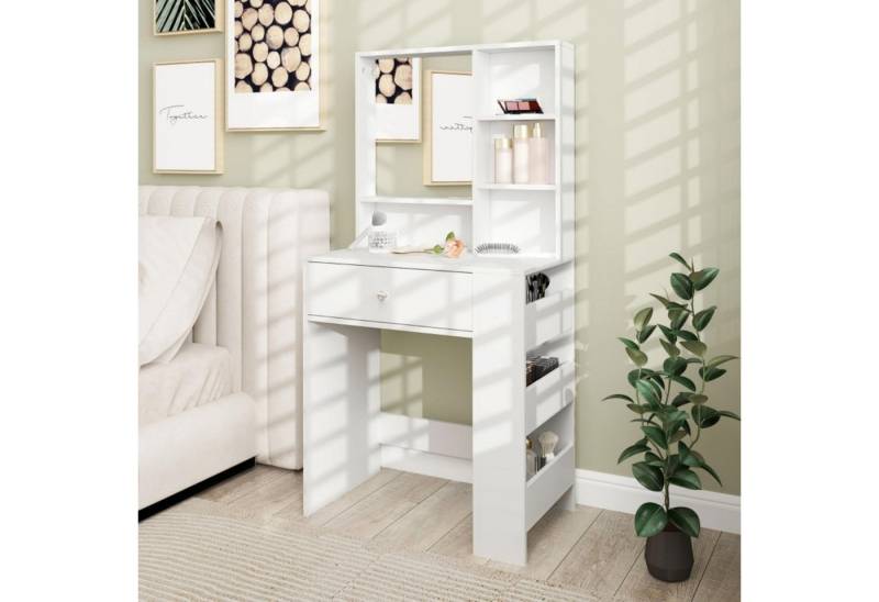 Odikalo Schminktisch Kommode Spiegeltisch Frisiertisch Spiegel Schublade Seitenablage Weiß von Odikalo