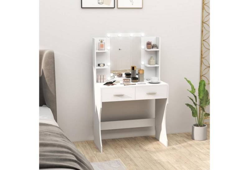 Odikalo Schminktisch Kommode Spiegeltisch Frisiertisch Spiegel Schubladen Regale Weiß von Odikalo