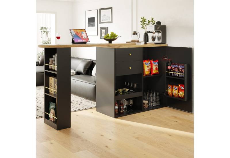 Odikalo Tresentisch 360° Drehbar Bartisch Stehschrank Kuchenschrank Schubladen Stauraum von Odikalo