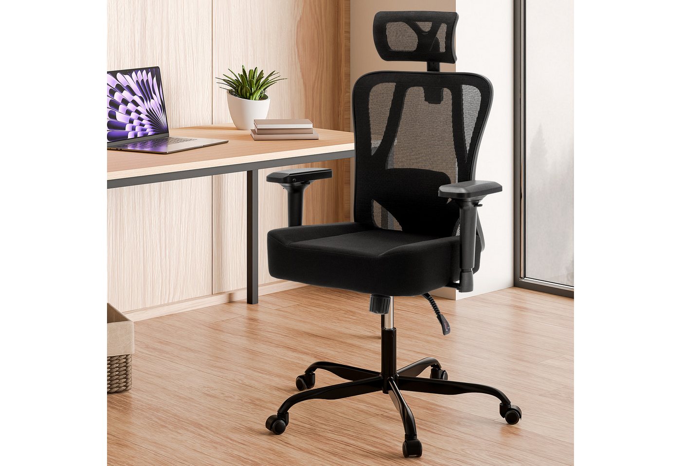 Odikalo Schreibtischstuhl Computerstuhl Bürostuhl Ergonomisch Verstellbar Wippfunktion Schwarz von Odikalo