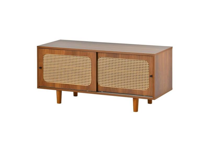 Odikalo Schuhschrank 2 Türen verstellbar Ablage Walnussfarbe Flur Zimmer 104*40*48 Rattan von Odikalo