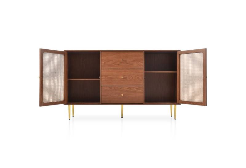 Odikalo Schuhschrank Sideboard Kommode 2 Türen 3 Schubladen Rattan Verstellbare Ablage von Odikalo