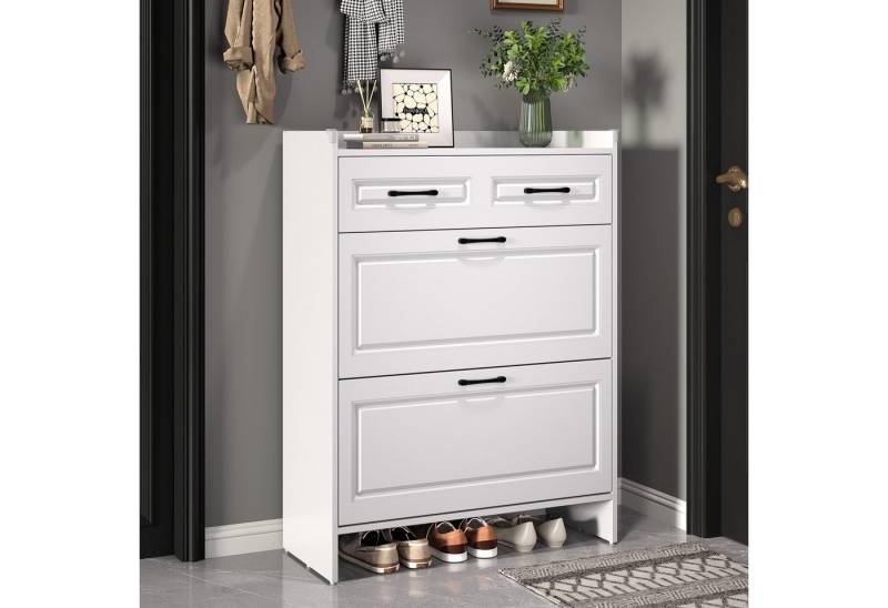 Odikalo Schuhschrank schmal Schuhregal mit Schubladen (80*34*107.5cm Schuhschrank Schuhregal, mit 4 Fächern und 1 Schublade,Startseite Möbel Schränke Schuhschränke Schuhhochschränke,Kann in Fluren, Türen, Wohnzimmern und Büros aufgestellt werden,MDF, weiß) Odikalo Schuhschrank schmal Schuhregal mit Schubladen (80*34*107.5cm Schuhschrank Schuhregal, mit 4 Fächern und 1 Schublade,Startseite Möbel Schränke Schuhschränke Schuhhochschränke,Kann in Fluren, Türen, Wohnzimmern und Büros aufgestellt werden,MDF, weiß) von Odikalo