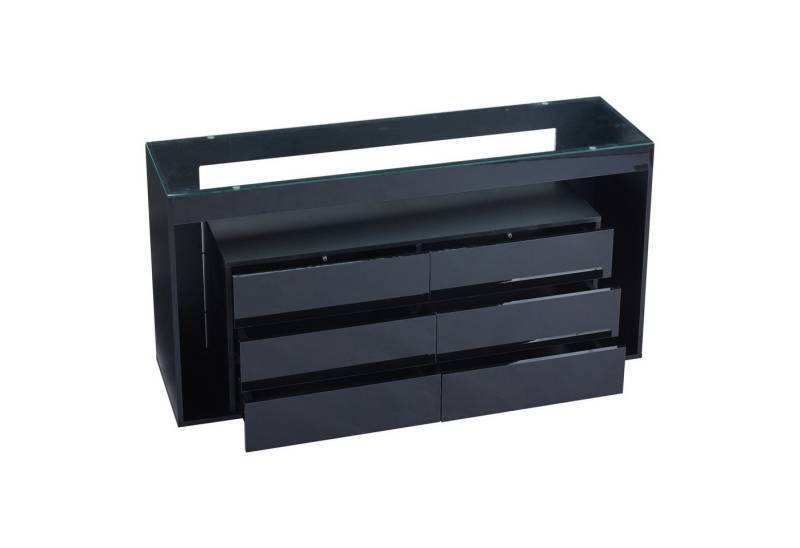 Odikalo Sideboard Anrichte Kommode Schließfach Aufbewahrung mit Schubladen Schwarz von Odikalo