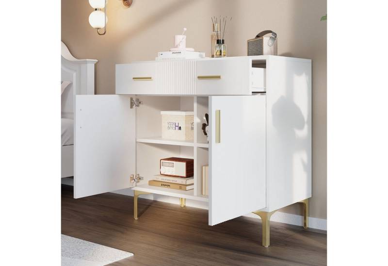 Odikalo Sideboard Anrichte Kommode Highboard Seitenschrank Schließfach Schubladen Weiß von Odikalo