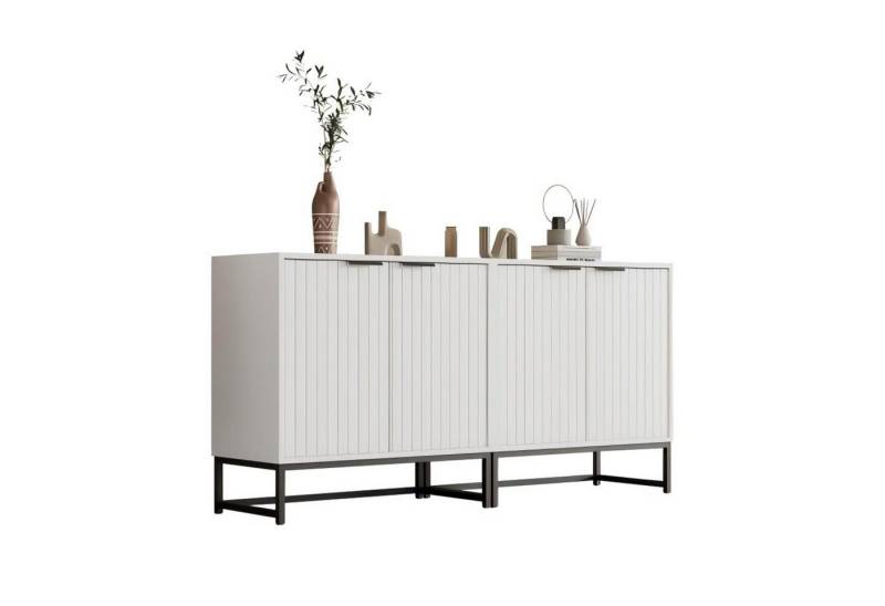 Odikalo Sideboard Kommode Standschrank Lagerung Metallgriffen Einzel/Doppel Design Weiß von Odikalo