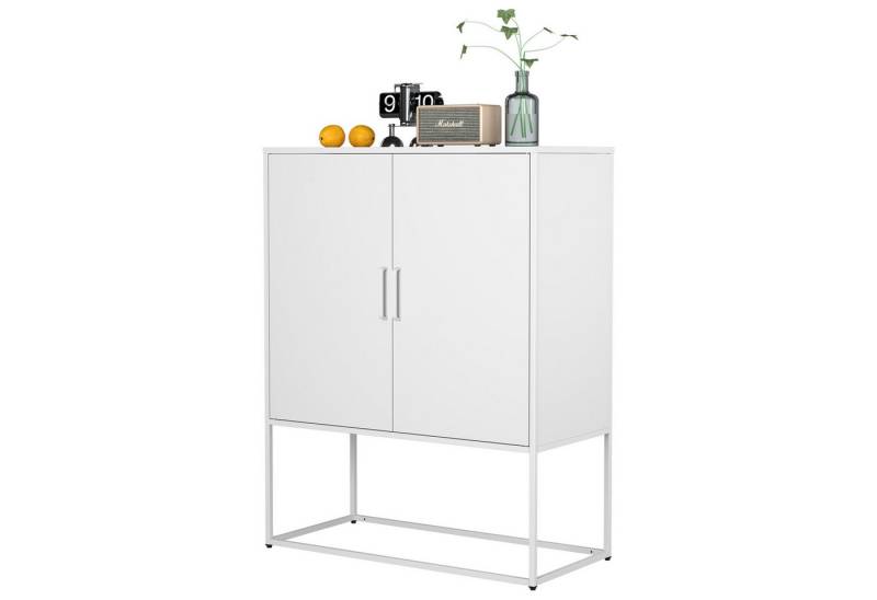 Odikalo Sideboard Stahlschrank Kücheschrank Kommode Anrichte Schließfach Weiß/Schwarz von Odikalo