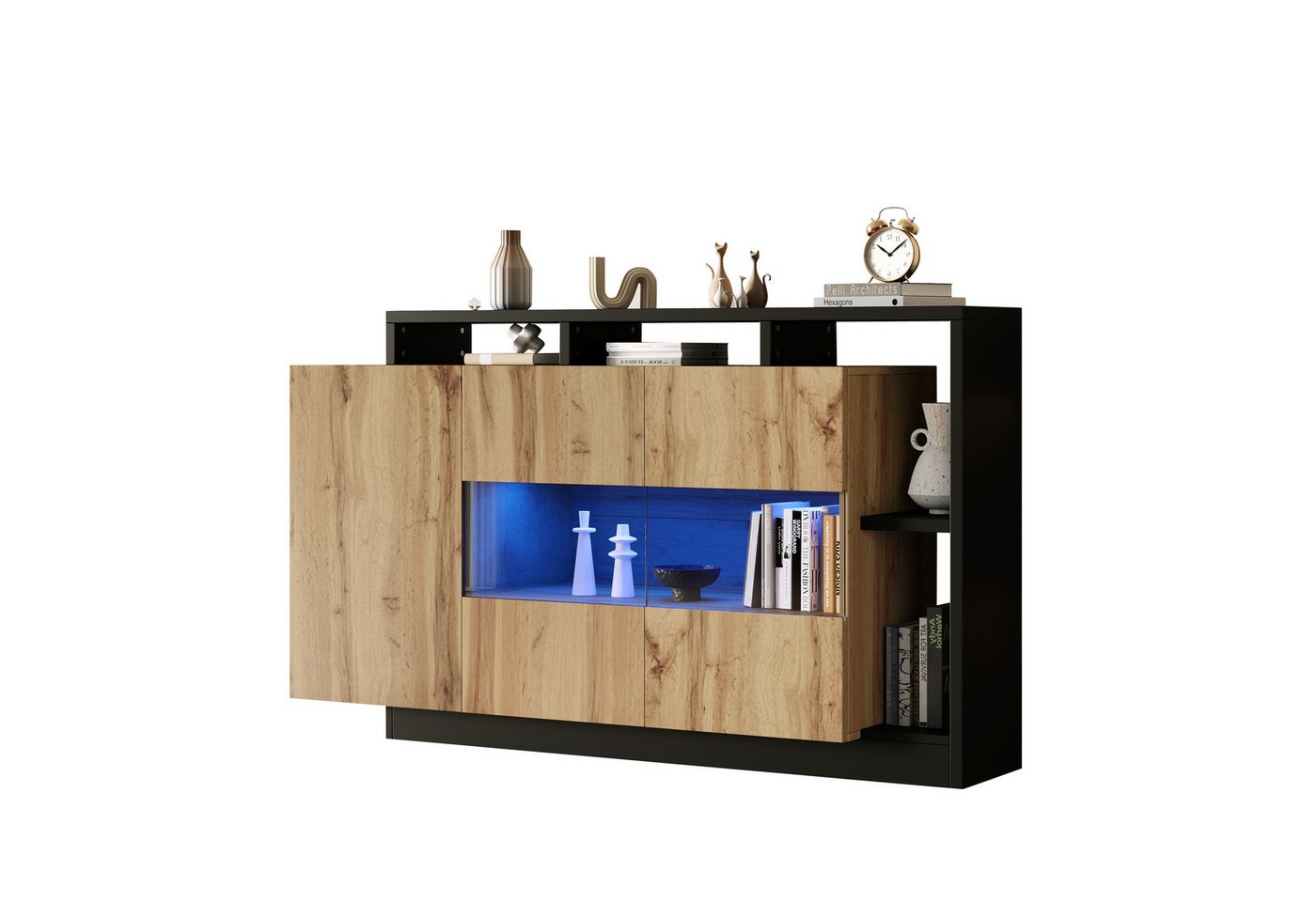 Odikalo Sideboard Vorratsschrank Kommode Anrichte LED Glas MDF Bluetooth Esszimmer Natur Odikalo Sideboard Vorratsschrank Kommode Anrichte LED Glas MDF Bluetooth Esszimmer Natur von Odikalo