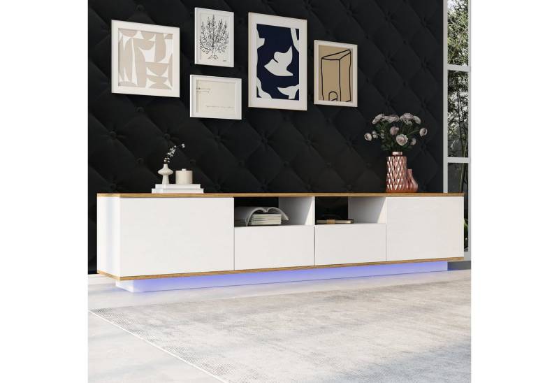 Odikalo TV-Board LED Lowboard, Fernsehschrank TV-Tisch Fernsehmöbel,weiß, 180cm von Odikalo