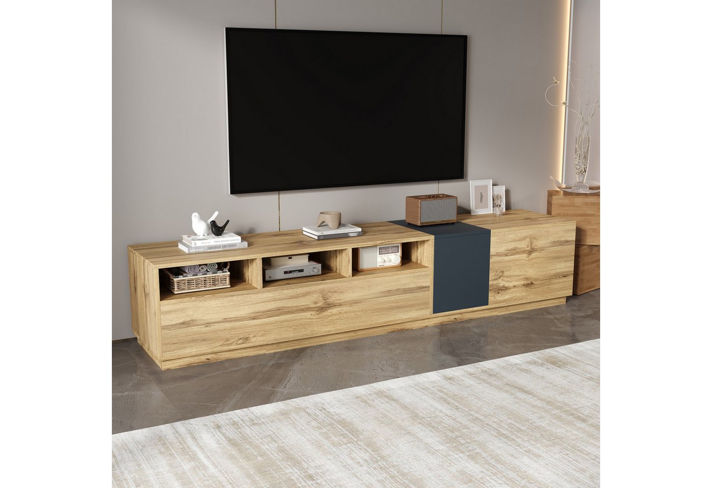 Odikalo TV-Schrank Lowboard TV-Bank Fächern Kabelöffnungen Aufbewahrung Wohnzimmer Natur Odikalo TV-Schrank Lowboard TV-Bank Fächern Kabelöffnungen Aufbewahrung Wohnzimmer Natur von Odikalo