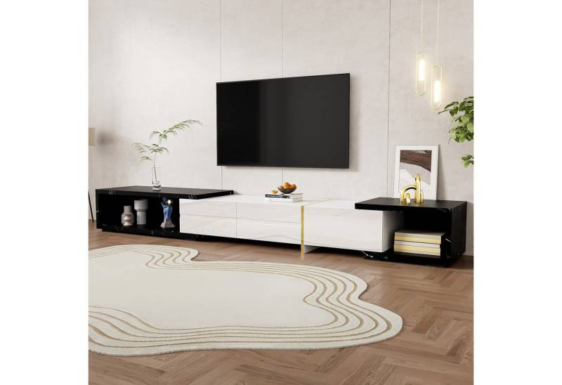 Odikalo TV-Schrank Lowboard TV-Bank Fernsehtisch Sideboard Drehbar Marmoroptik Weiß von Odikalo