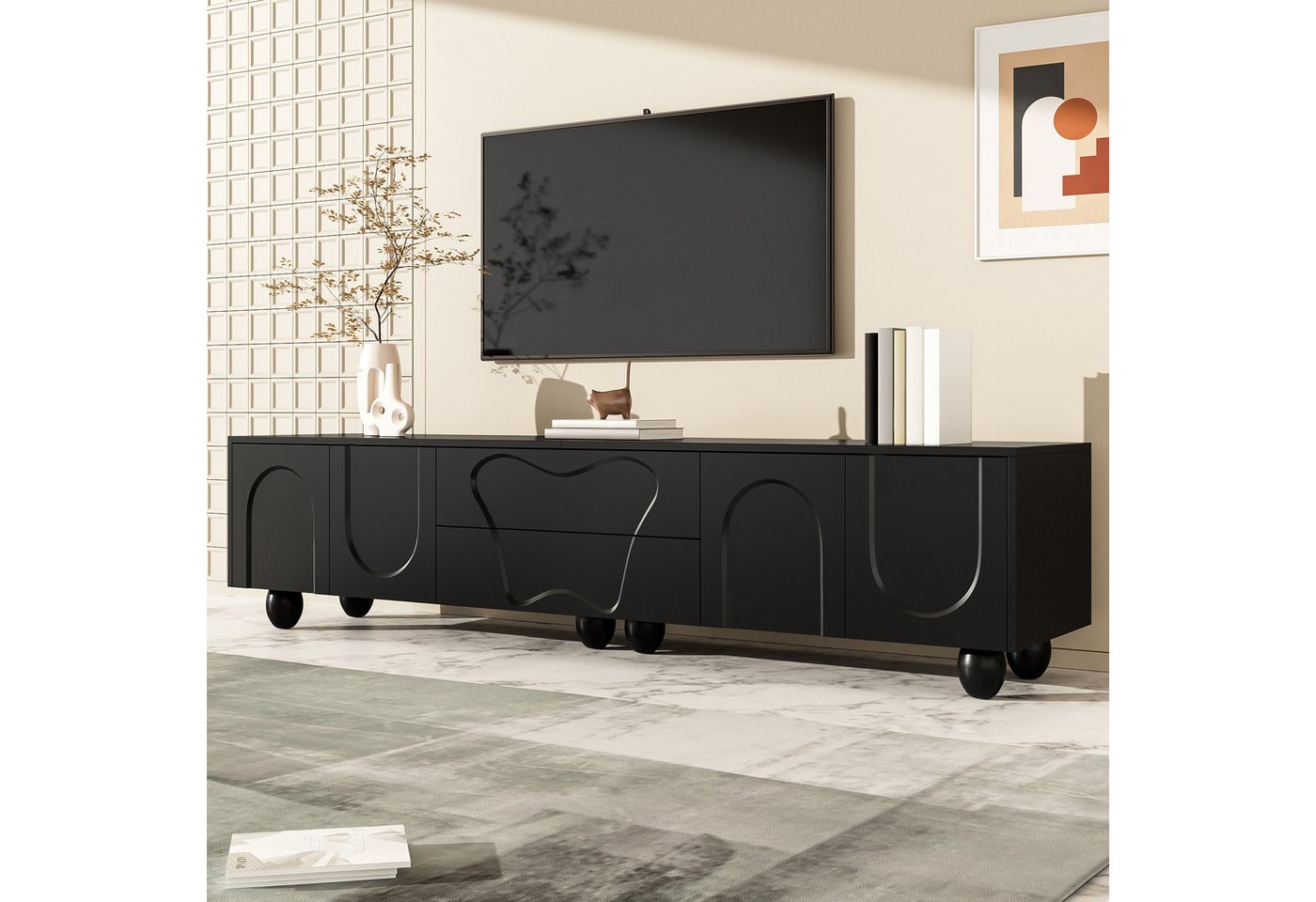 Odikalo TV-Schrank Lowboard TV-Bank Schubladen Aufbewahrung Holzbeinen, für Wohnzimmer Odikalo TV-Schrank Lowboard TV-Bank Schubladen Aufbewahrung Holzbeinen, für Wohnzimmer von Odikalo