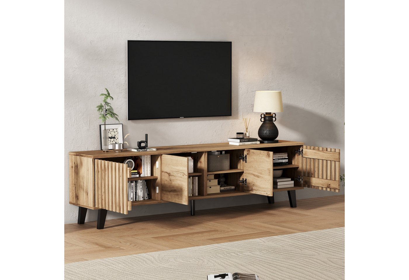Odikalo TV-Schrank TV-Bank TV-Ständer Lowboard Ablagefächer 70-Zoll-Fernseher 180x40x55cm Odikalo TV-Schrank TV-Bank TV-Ständer Lowboard Ablagefächer 70-Zoll-Fernseher 180x40x55cm von Odikalo