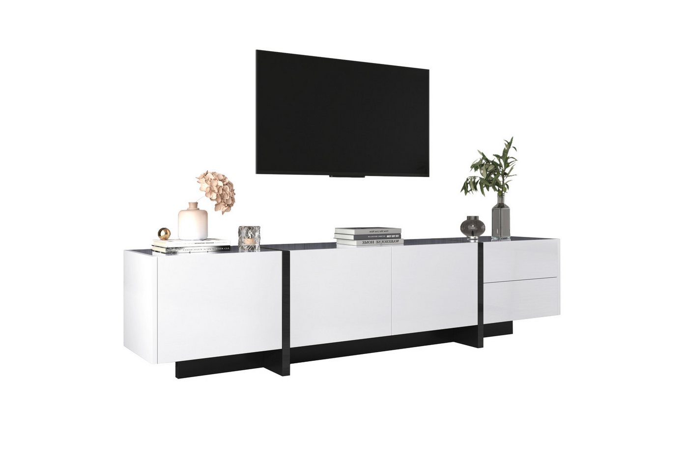 Odikalo TV-Schrank TV-Möbel lowboard Panel farbblockierten Beinen Hochglanz-Weiß Odikalo TV-Schrank TV-Möbel lowboard Panel farbblockierten Beinen Hochglanz-Weiß von Odikalo