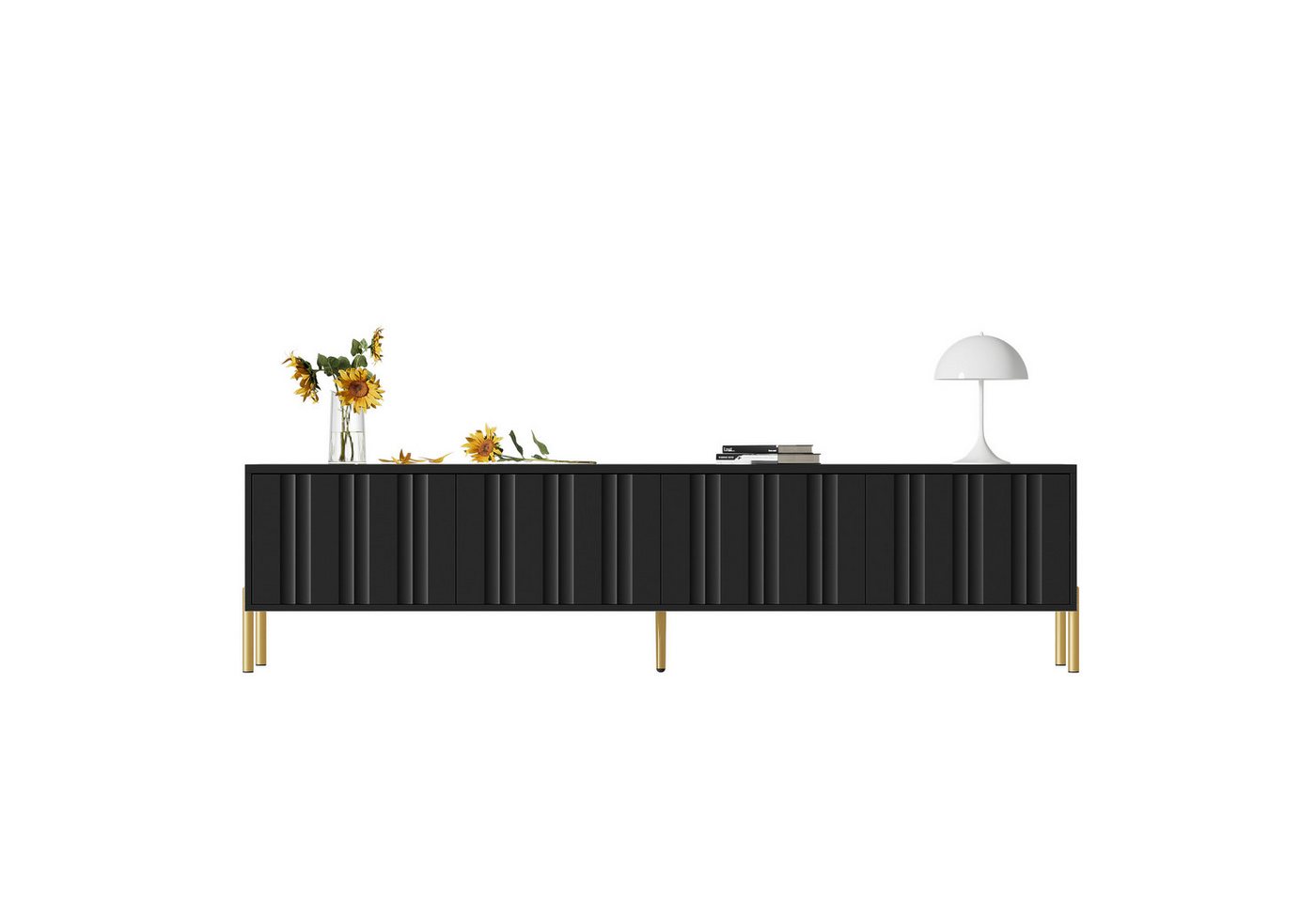 Odikalo TV-Schrank TV-Schublade goldene Tischbeine, gerilltes Türdesign 190x38x48cm Odikalo TV-Schrank TV-Schublade goldene Tischbeine, gerilltes Türdesign 190x38x48cm von Odikalo