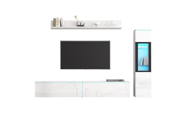 Odikalo TV-Schrank TV Wohnwand Set 1 x TV Schrank, 1 x Wohnzimmer Vitrine, 1 x Hängeregal von Odikalo