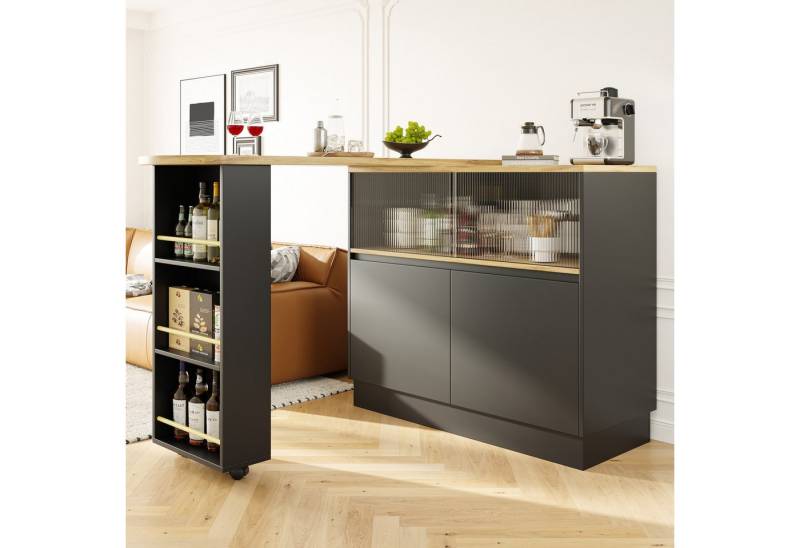 Odikalo Tresentisch 360° Drehbar Bartisch Stehschrank Kuchenschrank Ablageflächen Stauraum von Odikalo